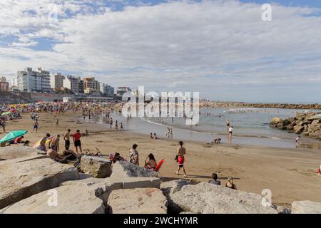 Mar del Plata, Argentina - January 15th, 2024: Stella Maris Beach in Mar del Plata. Stock Photo