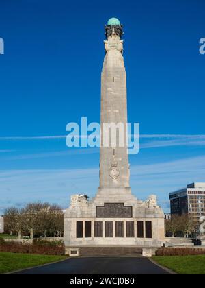 Naval War Memorial on Plymouth Hoe, Devon, UK, commemorates over 25000 sailors lost in WW1 and 2 Stock Photo