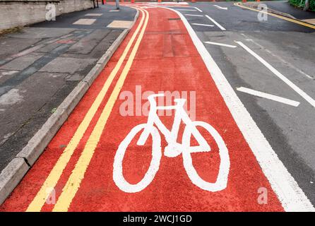Red Bitumen Footpath New cycling path made of red asphalt as part of 10 minutes city ...