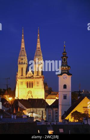 Cathedral of St. Stephen and church of St, Mary in Zagreb. Croatia Stock Photo