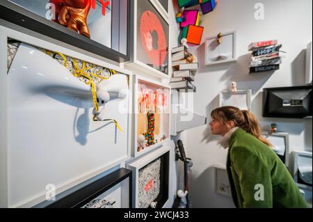 London, UK. 16th Jan, 2024. An installation work in the April Contemporary Gallery - The London Art Fair returns to the Business Design Centre in Islington. With over 120 galleries from the UK and around the world selling modern and contemporary art. Credit: Guy Bell/Alamy Live News Stock Photo
