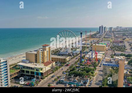 An aerial view of Myrtle Beach, with high buildings on the shoreline Stock Photo