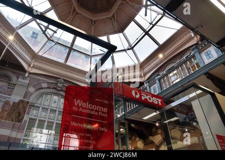 Interior of the Launceston Post Office building with an octagonal pointed roof in Tasmania, Australia Stock Photo