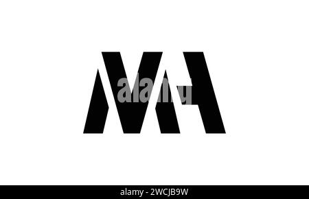 Trendy and Minimalist Letter MH HM Logo Design in Black and White Color , Initial Based Alphabet Icon Logo Stock Vector