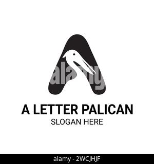 A letter Negative Space Pelican Logo Design. Business Logo for your Company. Stock Vector