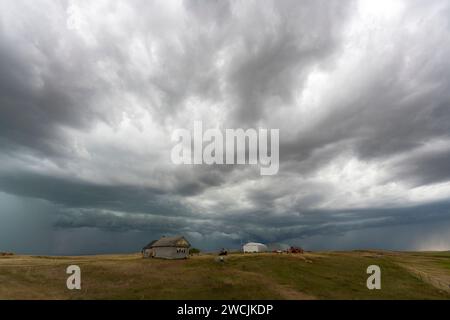 Prairie Summer Storms Saskatchewan Canada Ominous danger Stock Photo