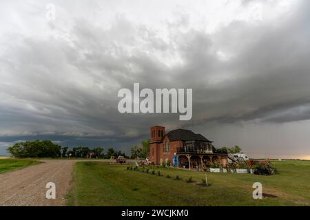 Prairie Summer Storms Saskatchewan Canada Ominous danger Stock Photo