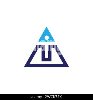 Creative triangle initial letter AT typography logo design. Initial letter AT logo inside triangle shape isolated on white background Stock Vector