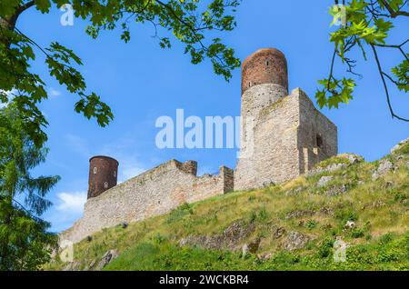 Ruins of the medieval royal castle in Checiny, Swietokrzyskie Voivodeship, Poland. Stock Photo