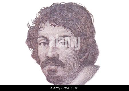 Caravaggio Portrait from Italy 100000 lire Banknotes Stock Photo