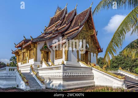 The Royal Palace Temple (Haw Pha Bang) built to house the most sacred statue of Buddha in Luang Prabang, Laos Stock Photo