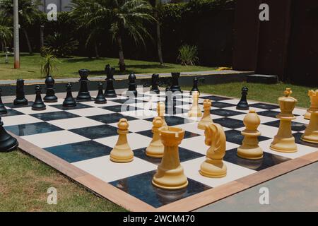 giant chessboard in the park Stock Photo