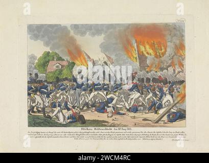 Battle of Ligny, 1815, Anonymous, 1815 print Heavy fights in the village of Ligny on 16 June 1815 between Prussian troops among General von Blücher and French troops under Napoleon. With description of the fighting in a four -line German caption. Numbered at the top right: No. 656. print maker: Germanypublisher: Neurenberg paper etching battle (+ land forces) Ligny Stock Photo