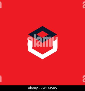 OU Logo Simple and Strong Design. Square logo. Hexagon logo Stock Vector