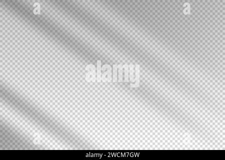 Shadow blinds. Sun light from window. Overlay effect. Shade jalousie transparent. Isolated background. Window blind. Reflected shadows on wall Stock Vector