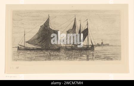 Sailing ships for anchor at Dordrecht, Carel Nicolaas Storm van 's ...