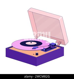 Vinyl player 2D linear cartoon object Stock Vector