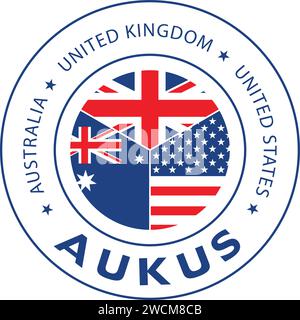 Aukus alliance logo, trilateral security partnership for the Indo-Pacific region, vector illustration Stock Vector