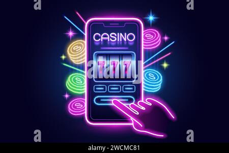 Casino online, Vegas 777 slots, phone screen game. Vector Stock Vector