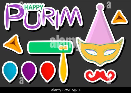 Beautiful color illustration on theme of celebrating annual holiday Purim Stock Vector