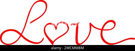 Hand drawn lettering Love message. Flat vector illustration Stock Vector