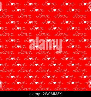 Hand drawn lettering Love message seamless pattern background. Flat vector illustration Stock Vector