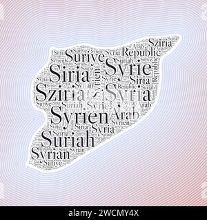 Syria shape on gradient background. Country map with scratch texture ...