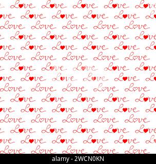 Hand drawn lettering Love message seamless pattern background. Flat vector illustration Stock Vector