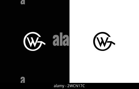 Minimalist line art letter triangle GW logo. Stock Vector