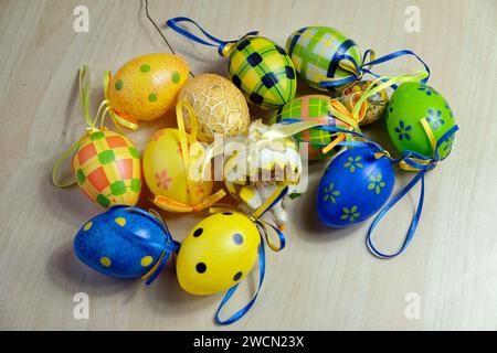 Decoration for Easter: various Easter eggs Stock Photo