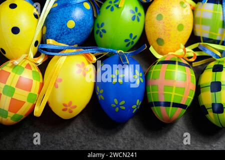 Decoration for Easter: various Easter eggs Stock Photo