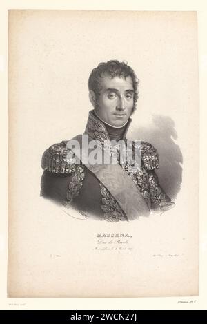 Portrait of André Masséna, Duke of Rivoli, Prince of Essling, Nicolas Maurin, 1818 - 1852 print  Paris paper  historical persons Stock Photo