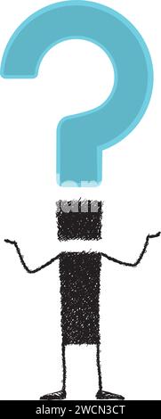 A stick figure with a big question mark over his head. Stock Vector