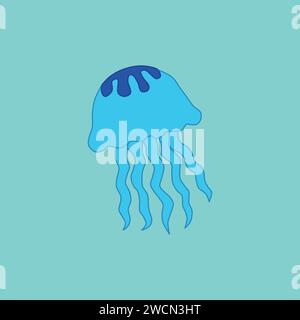 Jellyfish on the light blue background Stock Vector