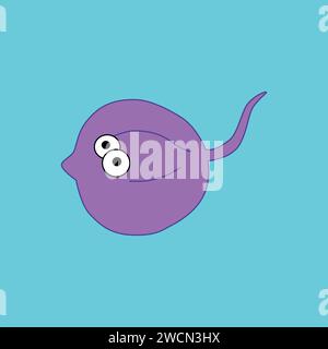 Mauve stingray on the light blue background Stock Vector