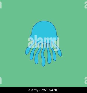 Jellyfish on the light green background Stock Vector