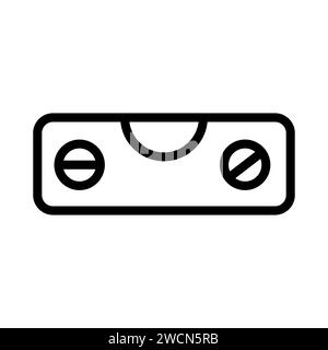 Vector black line icon construction spirit level tool isolated on white background Stock Vector