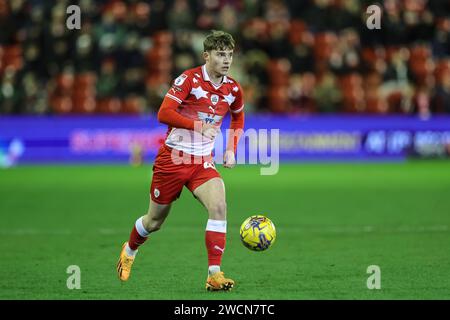 Barnsley, UK. 16th Jan, 2024. Luca Connell of Barnsley with the ball during the Sky Bet League 1 match Barnsley vs Carlisle United at Oakwell, Barnsley, United Kingdom, 16th January 2024 (Photo by Mark Cosgrove/News Images) in Barnsley, United Kingdom on 1/16/2024. (Photo by Mark Cosgrove/News Images/Sipa USA) Credit: Sipa USA/Alamy Live News Stock Photo