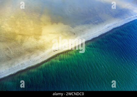 Sandbank off the island of Foehr, sunlight, aerial view, Schleswig-Holstein Wadden Sea National Park, North Sea, Germany Stock Photo