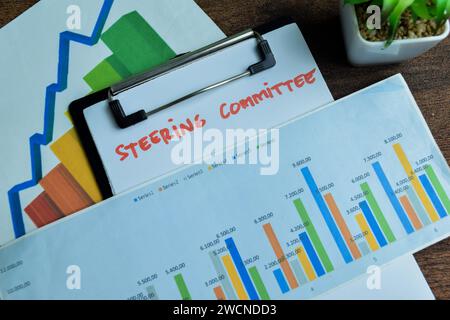 Concept of Steering Committee write on paperwork isolated on wooden background. Stock Photo
