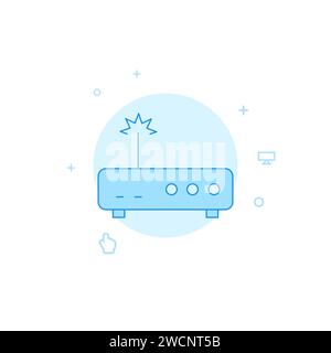 Router, internet vector icon. Flat illustration. Filled line style. Blue monochrome design. Editable stroke. Adjust line weight. Stock Vector