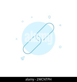Link, chain vector icon. Flat illustration. Filled line style. Blue monochrome design. Editable stroke. Adjust line weight. Stock Vector