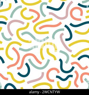 Colored curved lines isolated on white background. Bold Squiggles. Stock Vector