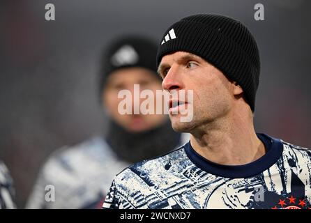 Warm-up training Thomas Mueller FC Bayern Munich FCB (25), Portrait, Allianz Arena, Munich, Bavaria, Germany Stock Photo