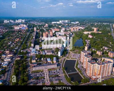 Aerial view of Russian city Chekhov Stock Photo