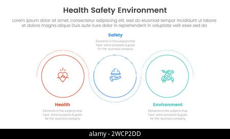 hse framework infographic 3 point stage template with outline circle circular wave for slide presentation vector Stock Photo