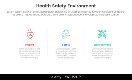 hse framework infographic 3 point stage template with horizontal clean information for slide presentation vector Stock Photo