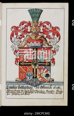 Aarau, Staatsarchiv Aargau, V-4-1985-0001, f. 94r – Heraldry Guide of Hans Ulrich Fisch. Stock Photo