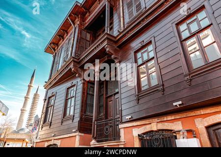 Edirne, Turkiye - January 14, 2024: Generic architecture and street view from Edirne, a city located in the northwest end of Turkiye. Stock Photo