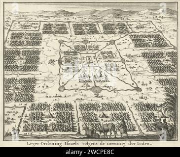 Tabernakel surrounded by tent camps of the twelve tribes of Israel, Jan Luyken, 1683 print  Amsterdam paper etching the twelve tribes of Israel (not in biblical context). tabernacle, 'mishkan'  Jewish religion Stock Photo